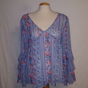 Boho music festival blue top